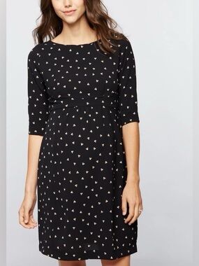 Seraphine Black Floral Maternity Dress with Elbow Sleeves Size 2
